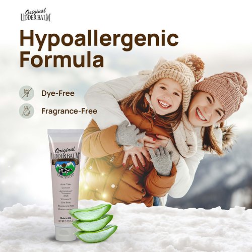 Original Udder Balm Unscented 16 Oz Jar & 3 Oz Tube Bundle - Hypoallergenic Formula, Dye-Free and Fragrance-Free, Body Moisturizing for Very Dry Skin