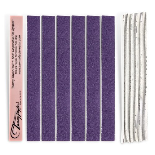 Tammy Taylor Peel N' Stick Purple Terminator 100g File, Professional, Salon Grade Manicure File, Washable & Disinfectable with Emery Board (25 Pack)