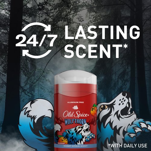 Old Spice Aluminum Free Deodorant for Men, 24/7 Odor Protection, 24/7 Freshness & Lasting Scent, Goes on Clear, Wolfthorn with Sweet Citrus Scent, 3.0 oz (Pack of 3)