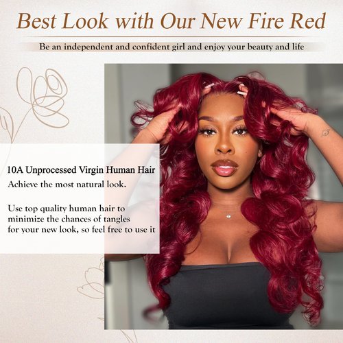Anmetan Red Burgundy Bundles Human Hair Body Wave, 12A Colored Bundles Human Hair 100% Unprocessed Remy Hair, Soft and Thick Burgundy Cherry Red 99J Single Wavy Sew in Quick Weave Double Weft 12 Inch