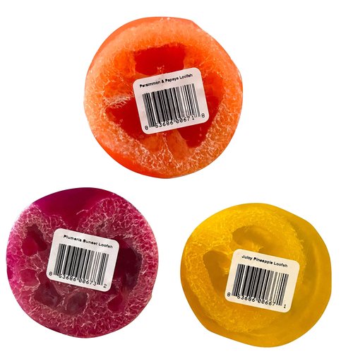 Bubble Shack Hawaii Loofah Soap Trio Organza Set (3 Bars, Rainbow Set)