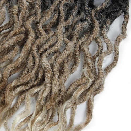 8Packs Faux Locs Crochet Hair 24Inch Soft Locs, Crochet Locs With Curly Ends Boho Faux Locs Blonde Crochet Braids (1B/27/613, 24(Pack of 8))