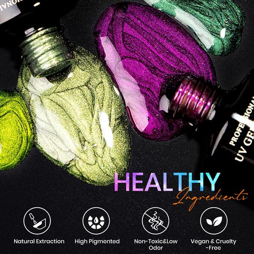 SUPWEE Cat Eye Gel Nail Polish Set - 12 Colors 9D Magnetic Nail Polish Gel Galaxy Cateye Nail Gels Polishes with 1 Black Gels and Magnetic Lamp Cure Required Home Manicure DIY Nail Art