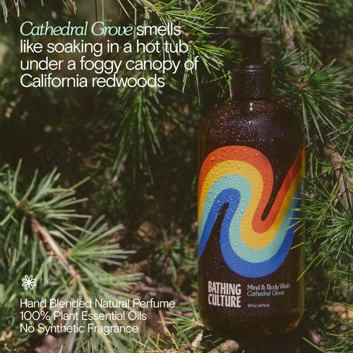 Bathing Culture, Organic Mind + Body Wash, Natural, Biodegradable, Sustainable, Vegan Personal Care, All Natural Organic Body Wash for Women and Men, PCR Plastic Bottle, 16 fl oz, Cathedral Grove