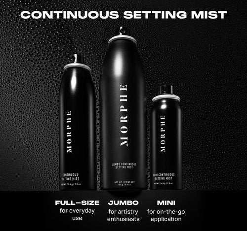 Morphe Continuous Setting Mist - Micro-Fine Makeup Setting Spray with a Natural Radiant Finish - Helps Makeup Resist Caking or Fading & Increases Wear of Foundation (2 Count, 2.8 fl oz)