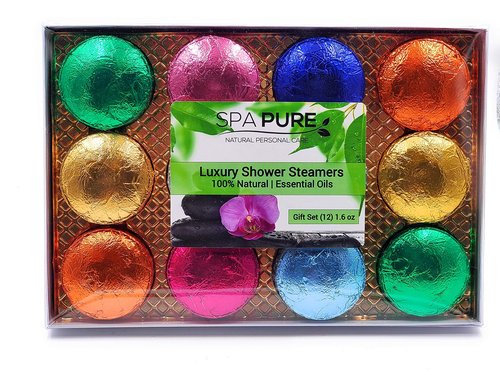 Spa Pure Shower Bombs: New SCENTS Rejuvenating Steamers Aromatherapy Tablets, Bomb, Vaporizing Steamer Soothers Bath Melt for Women, Men, Natural Organic Large Cosmetic Fizzies (12 Count) Pack of 1