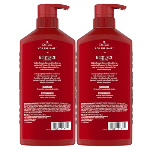 Old Spice Moisturize Shampoo for Men with Shea Butter, Vanilla, Twin Pack, 21.9 Oz Each