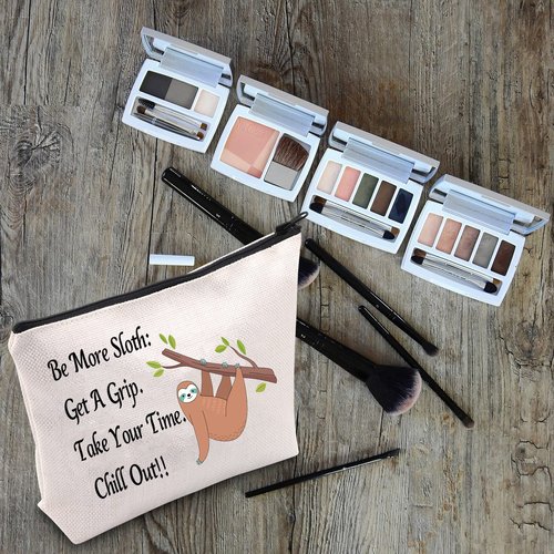 LEVLO Sloth Makeup Bag Cosmetic Case Sloth Life Sloth Lover Gift Be More Sloth Get A Grip Take Your Time Chill Out Makeup Bag Gift For Her (Be More Sloth)