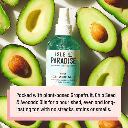 Isle of Paradise Self Tanning Water- Medium, Clear Self Tan Mist, Transfer-Proof Formula for Face & Body, Vegan & Cruelty-Free, Streak-Free Application, Non-Comedogenic 6.76 fl oz.
