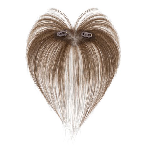 Hairro Clip in French Bangs 100% Real Human Hair, 3d 360 Cover Hand-Tied Fake Bangs for Women, with Invisible Secure Clips for Daily Wear & Add Volume, 5 Inch Frontal Medium Brown