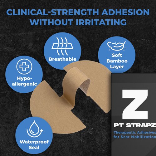 PT StrapZ Non-Elastic, Therapeutic Adhesive, Scar Tissue Mobilization, Scar Tissue Stretching, Therapeutic Tool to aid Recovery from Surgery or Trauma Health & Personal Care (20 strips)