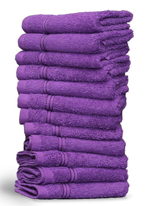 Living Fashions Washcloths – 12 Pack – Size 12” x 12” – Thick Loop Pile Washcloth – Absorbent and Soft 100% Ring-Spun Cotton Wash Cloth – Lint Free Face Towel – Wash Cloths Perfect for Bathroom (Plum)