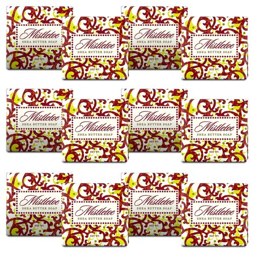Greenwich Bay Mini Botanical Soap Bars – 12 Pack 1.9 oz Each – Individually Wrapped Guest Soaps for Airbnb, Spa, Travel, Bath – Travel Size Bar Soap Set, Mistletoe