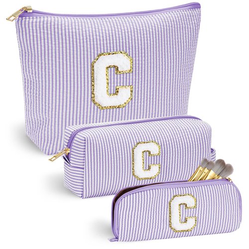 YOOLIFE Bridesmaid Gifts for Wedding Day, Bridesmaid Gifts | Bridesmaid Proposal Gifts Unique Gifts | Preppy Makeup Bag 30th Birthday Gifts for Her | Makeup Organizer Bag Preppy Stuff C- Purple