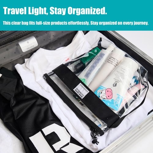 Rough Enough Clear Toiletry Bag Makeup Organizer Cosmetic Pouch with Zipper Handle for Travel Beach Essentials Storage
