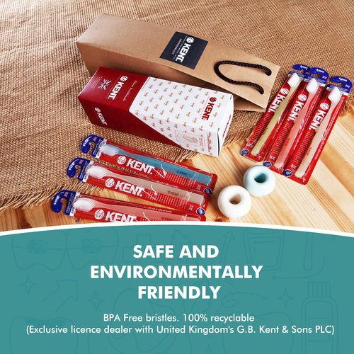 [KENT] CLASSIC Medium Head Extra Soft Toothbrush, Sensitive Teeth & Gums for Adults & Teens - (Set of 6)