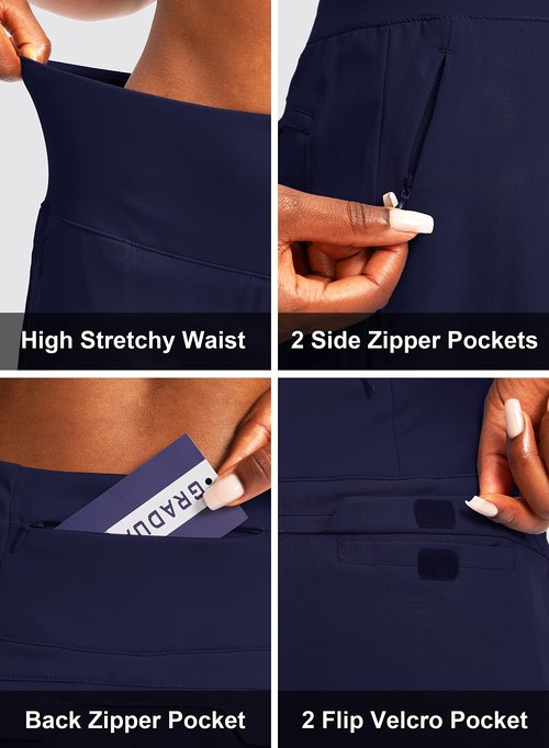 G Gradual Golf Skorts Skirts for Women with 5 Pockets Women's High Waisted Lightweight Athletic Skirt for Tennis Running (Navy, Medium)