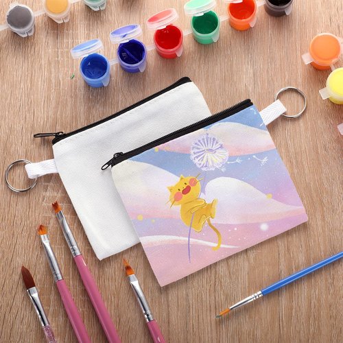 Frienda 30 Pieces Sublimation Blank Small Coin Canvas Makeup Bags Bulk Cosmetic DIY Craft Pouch with Zipper Coin Purse Pencil Pouch Travel Toiletry Organizer(Black)