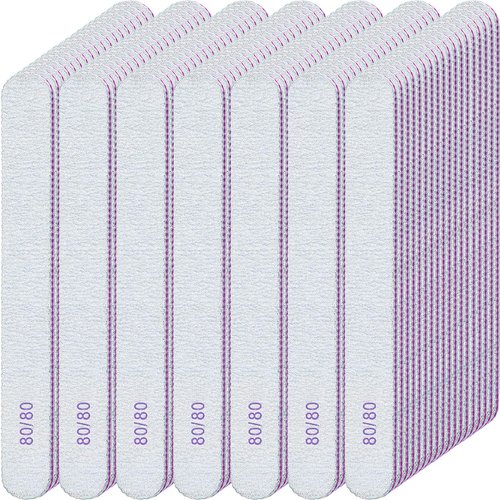 Jutom 200 Pcs Nail Files 80/80 Grit Double Sides Emery Boards Reusable Nail Files for Acrylic Fingernails Professional Manicure Tools for Natural Acrylic Fingernail Home and Salon Supplies
