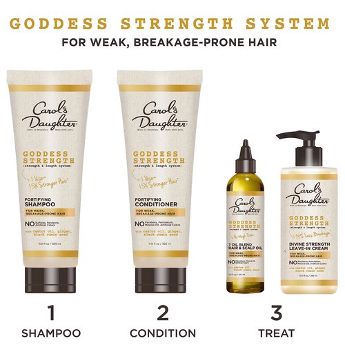 Carol's Daughter Goddess Strength Hair Care Gift Set - Sulfate Free Shampoo and Conditioner with Scalp & Hair Treatment Oil – 3 Products
