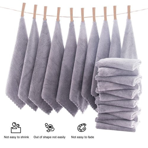 MOONQUEEN Ultra Soft Premium Washcloths Set - 12 x 12 inches - 72 Pack - Quick Drying - Highly Absorbent Coral Velvet Bathroom Wash Clothes (Light Grey)