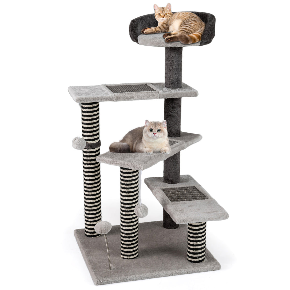 93 CM Tall Cat Tree Kitten Tower with Sisal & Jute Scratching Posts - Gray Variation