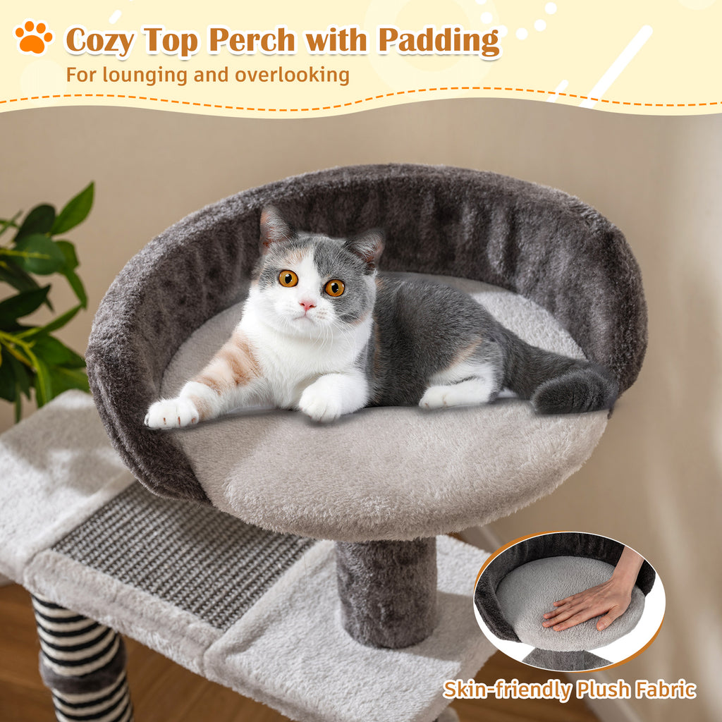 93 CM Tall Cat Tree Kitten Tower with Sisal & Jute Scratching Posts - Gray Variation