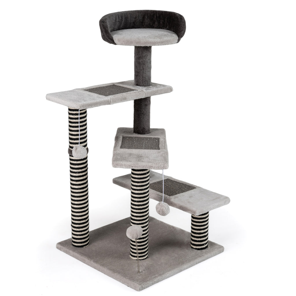 93 CM Tall Cat Tree Kitten Tower with Sisal & Jute Scratching Posts - Gray Variation