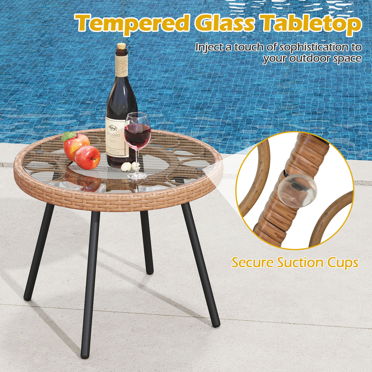 3 Piece Patio Bistro Set - Beige