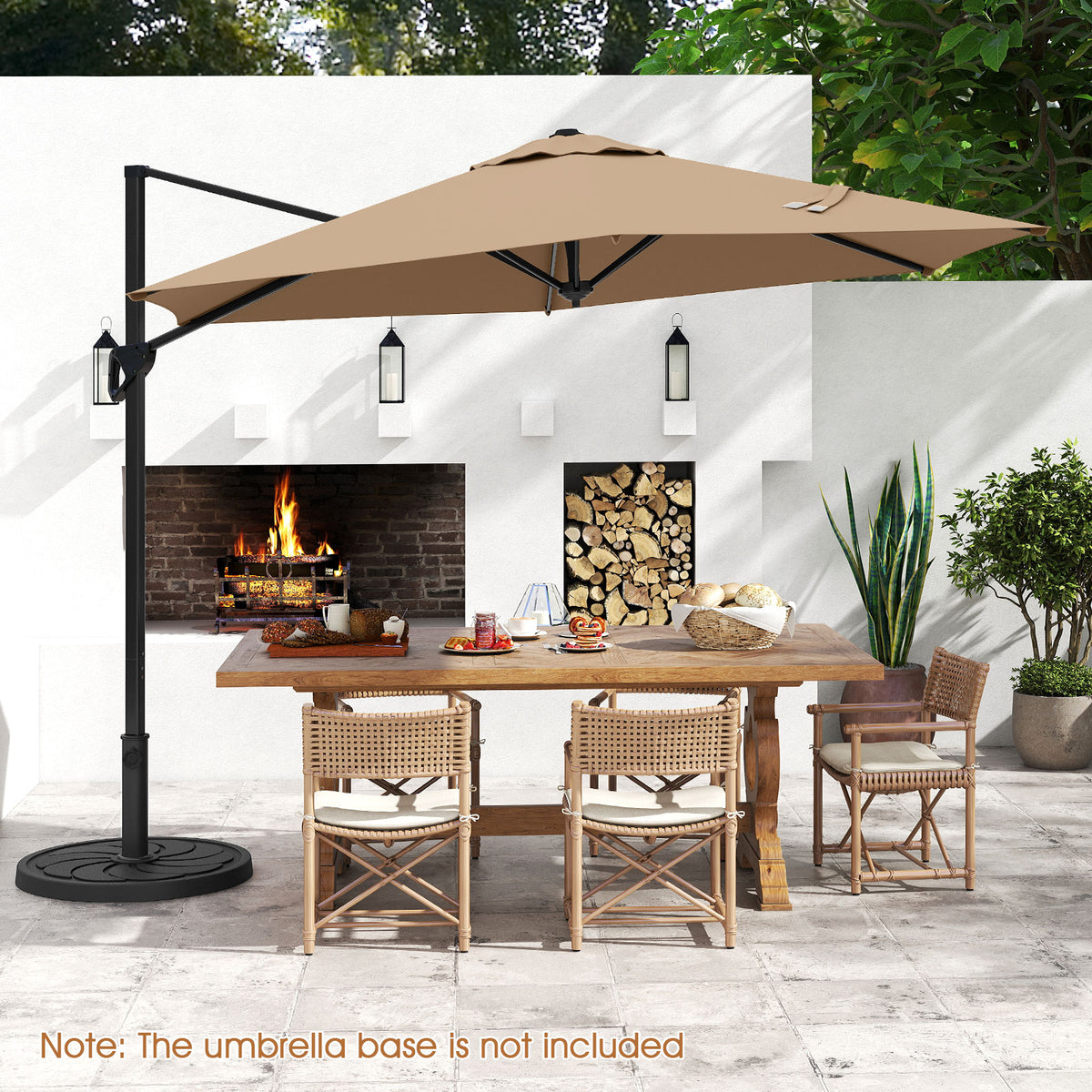 9 FT Cantilever Patio Umbrella with Vented Top - Beige