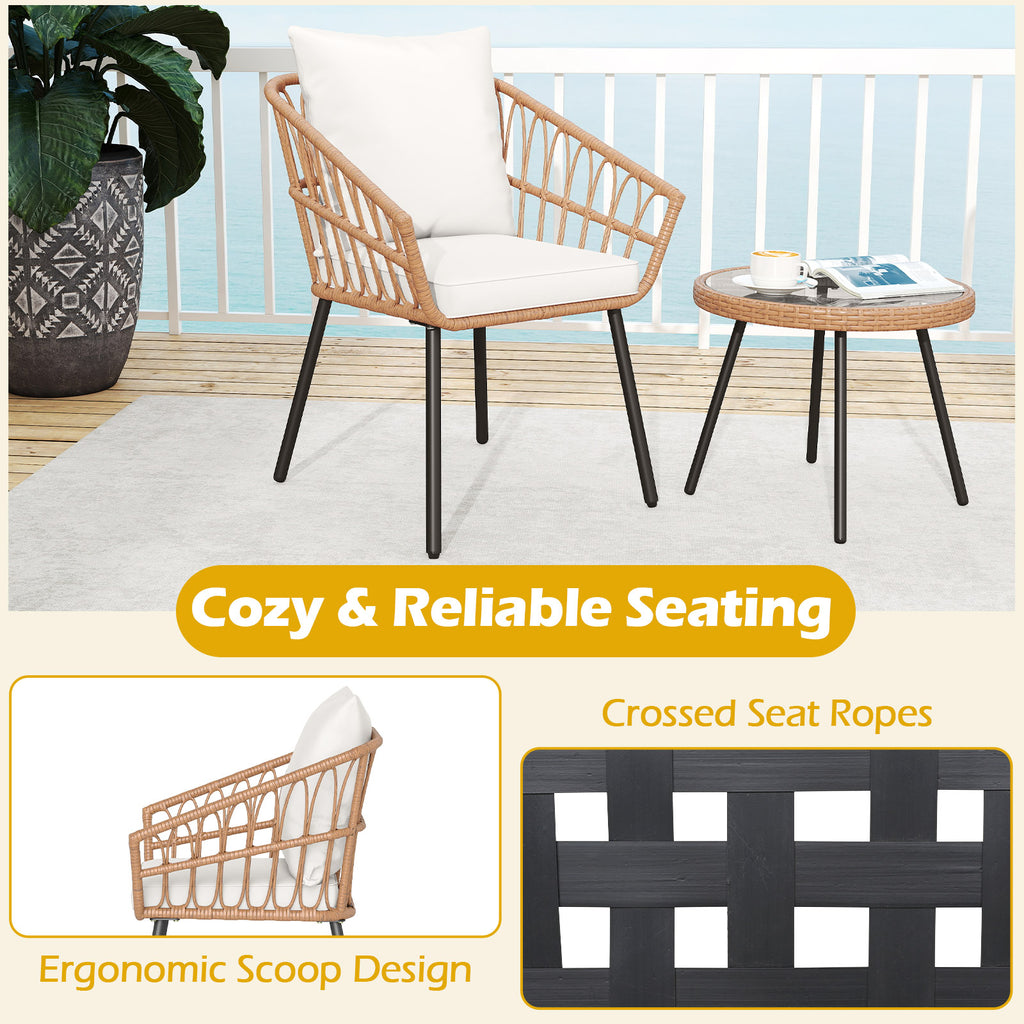 3 Piece Patio Bistro Set - Beige