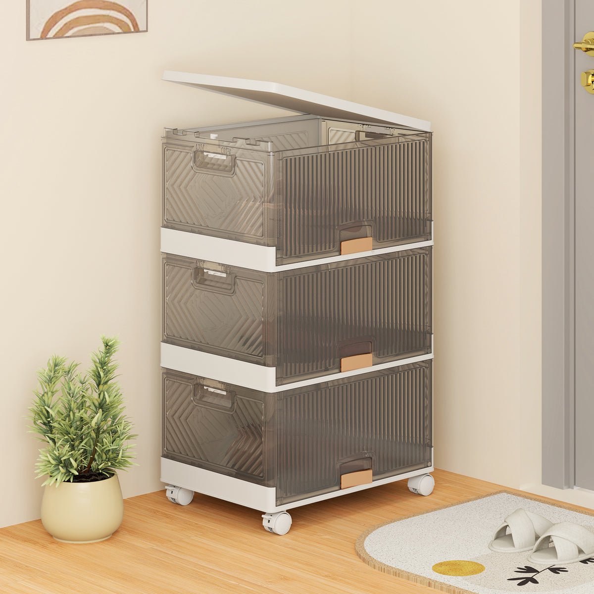 3-Tier Stackable Storage Bins with Wheels