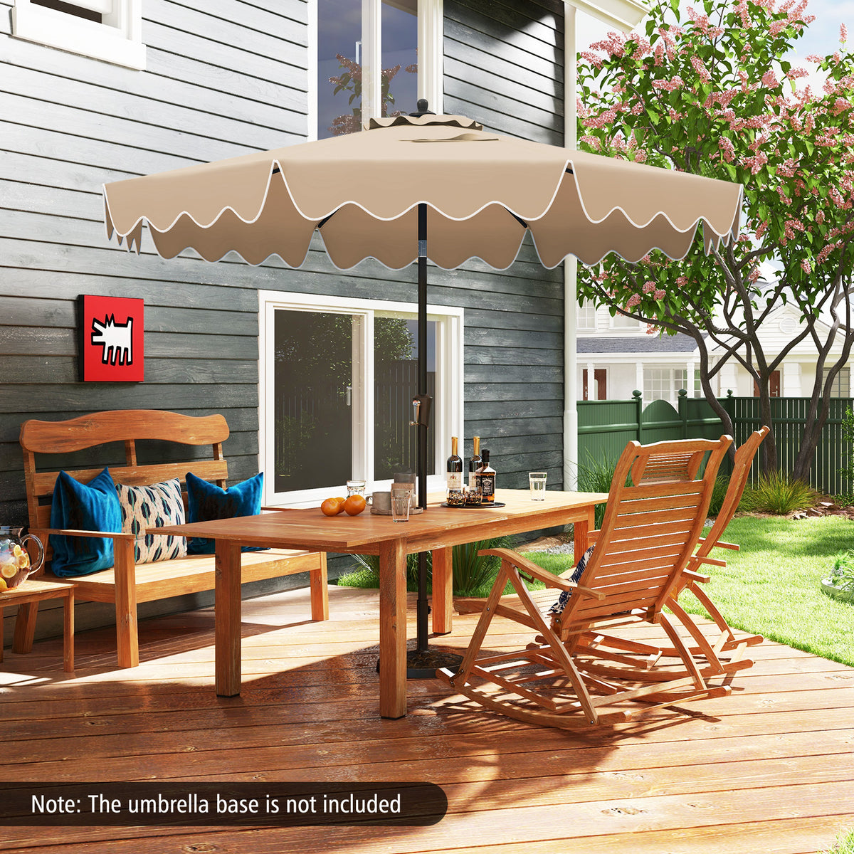 9 Feet Patio Umbrella with Crank Handle and Tilt - Brown