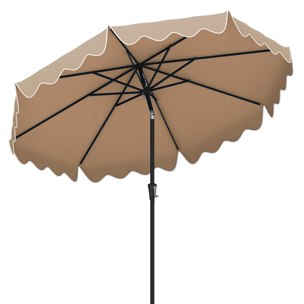 9 Feet Patio Umbrella with Crank Handle and Tilt - Brown