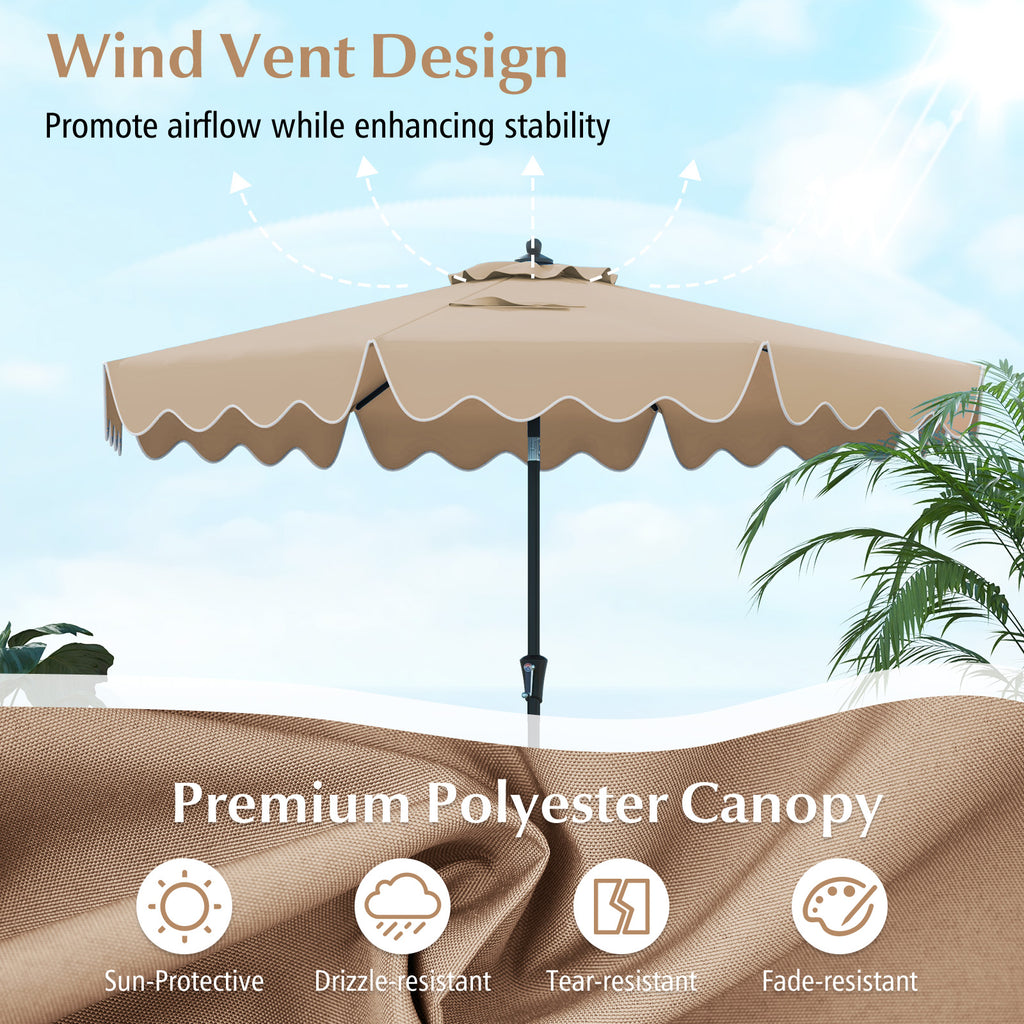 9 Feet Patio Umbrella with Crank Handle and Tilt - Brown