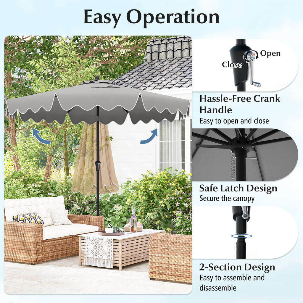 9 Feet Patio Umbrella with Crank Handle and Push Button Tilt