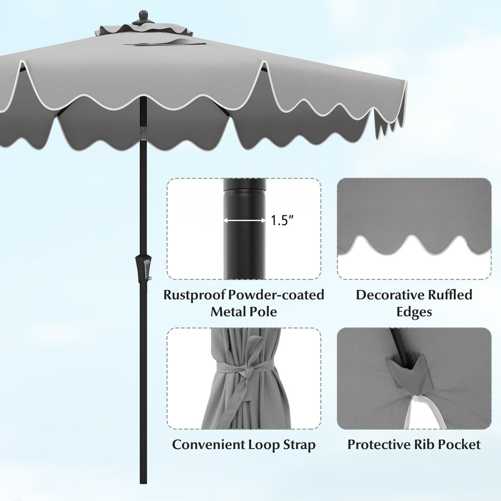9 Feet Patio Umbrella with Crank Handle and Push Button Tilt