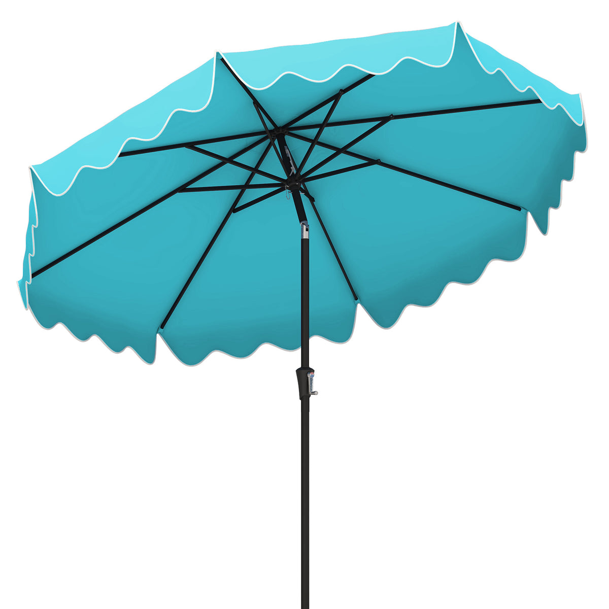 9 Feet Patio Umbrella with Crank Handle and Tilt – Turquoise