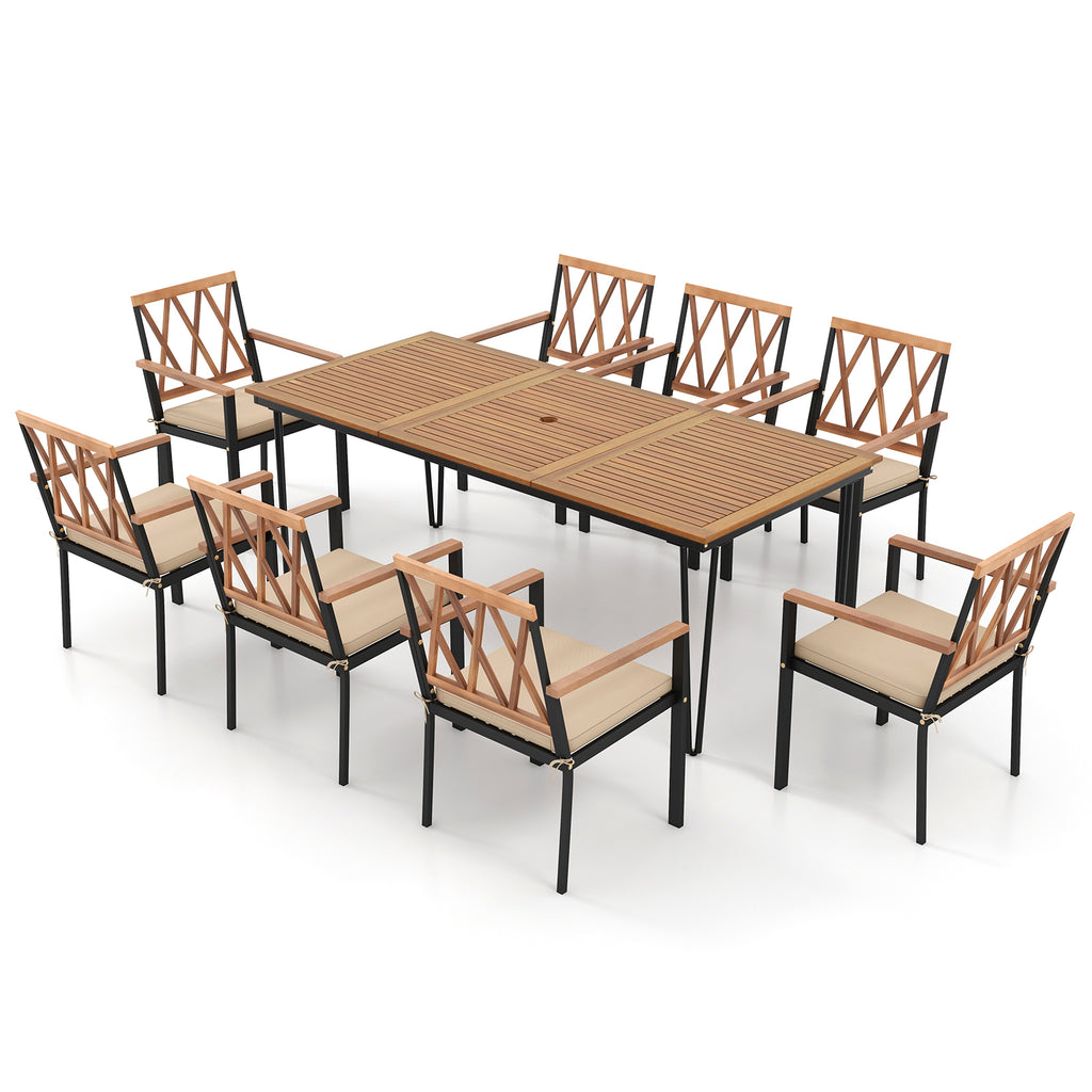 9-Piece Patio Dining Set with Acacia Wood Table – Style 2