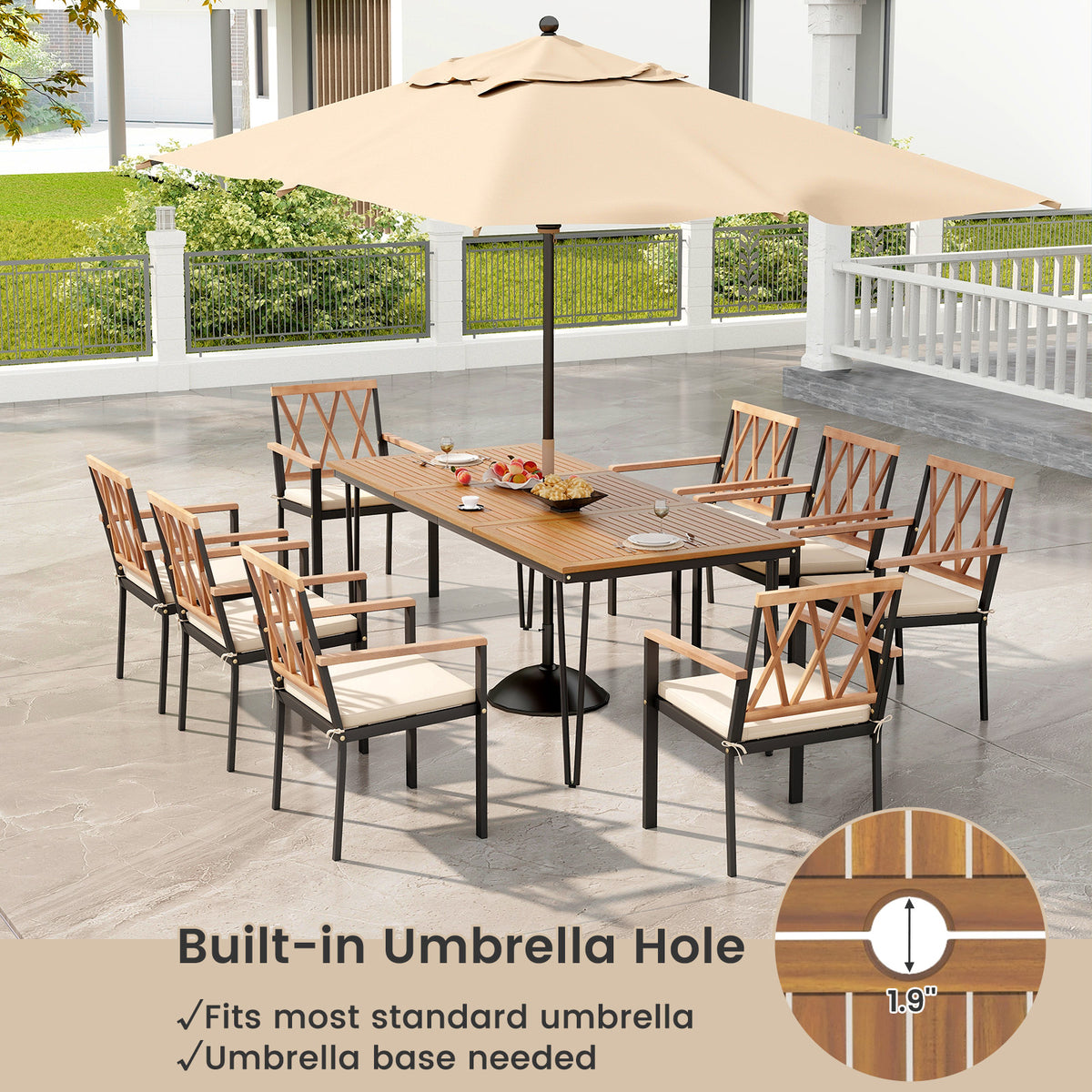 9-Piece Patio Dining Set with Acacia Wood Table – Style 2