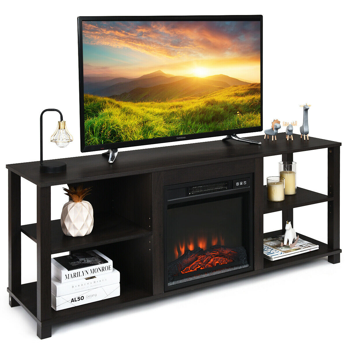 2-Tier TV Storage Cabinet with Adjustable Shelves