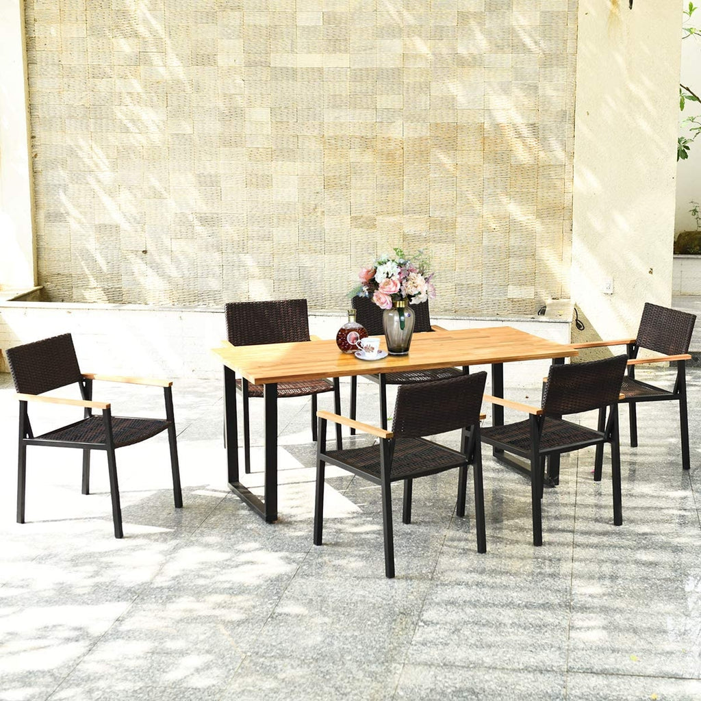 7-Piece Outdoor Dining Set with Acacia Wood Table - Style 2