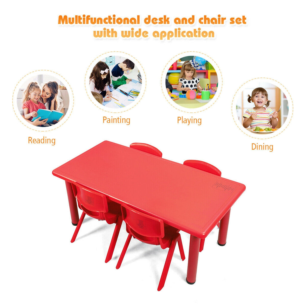 Kids Plastic Rectangular Play and Learning Table - Red