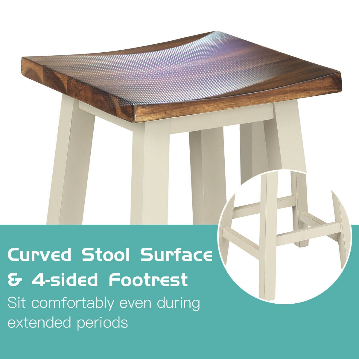 Counter Height Pub Table with 2 Saddle Bar Stools Set