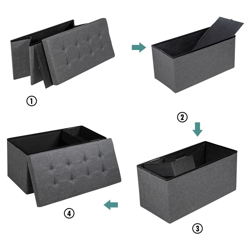 31.5" Storage Ottoman Footrest with Removable Bin - Dark Gray