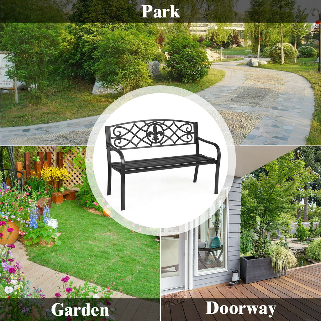 50-Inch Patio Garden Bench with Back - Style 7