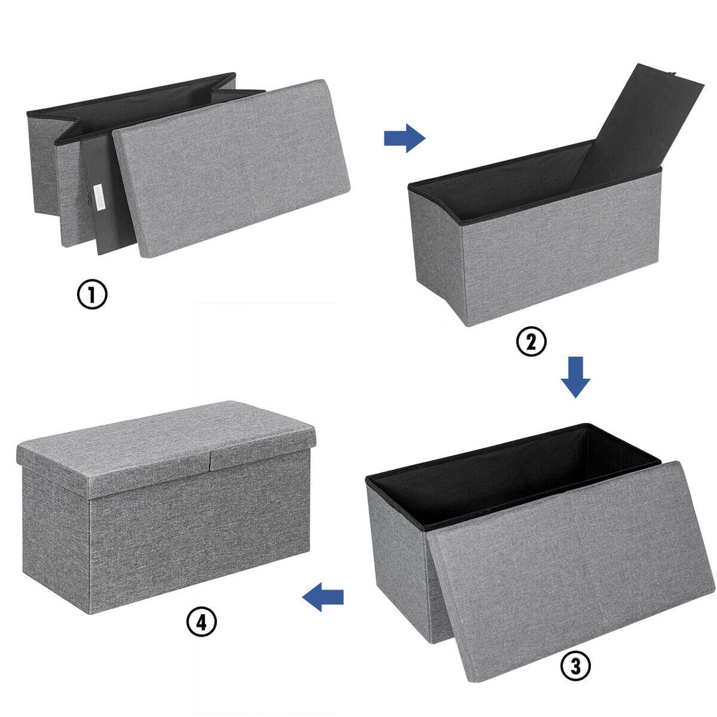 30 Inch Folding Storage Ottoman with Lift Top