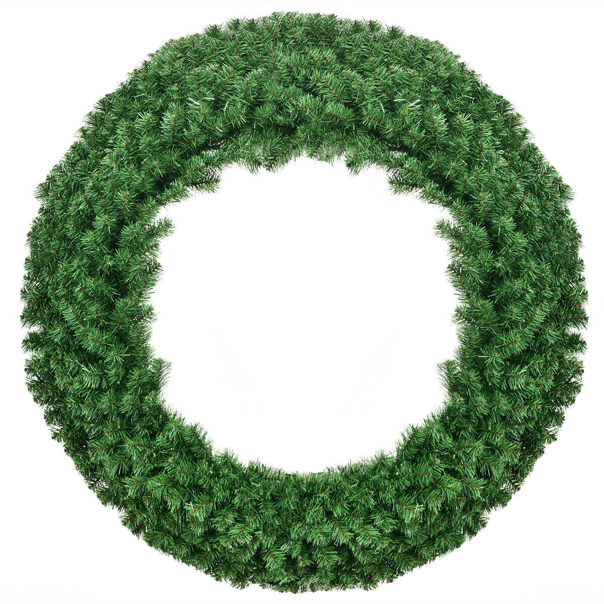 48 Inch Pre-lit Artificial Christmas Wreath with LED Lights - Full Lush Design