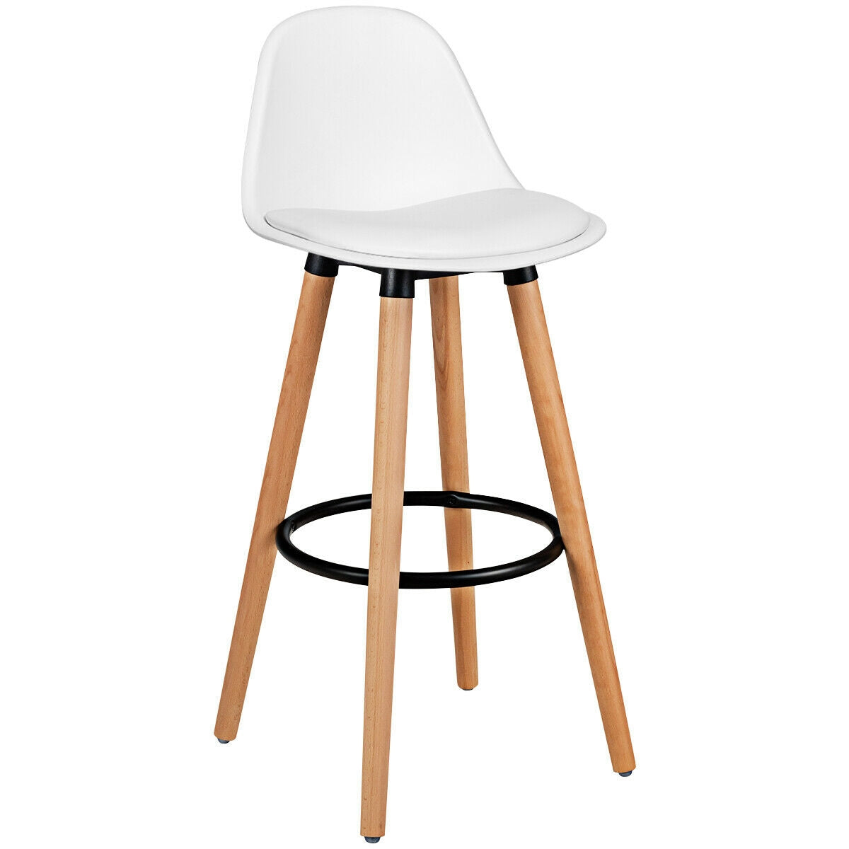 Mid-Century Barstool 28.5 Inch Pub Chair Set - White