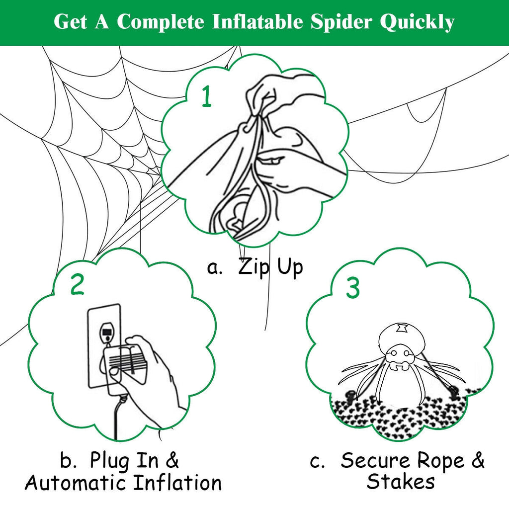 6 Feet Halloween Inflatable Blow-Up Spider - Weather-Resistant Outdoor Decor